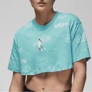 Women’s Air Jordan Artist Series by Parker Duncan Crop Top “Bleached Aqua” M